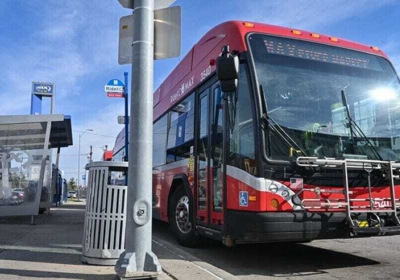 Ride KC's River Market MAX rolls out of the transit station in Waldo on March 14, 2023.