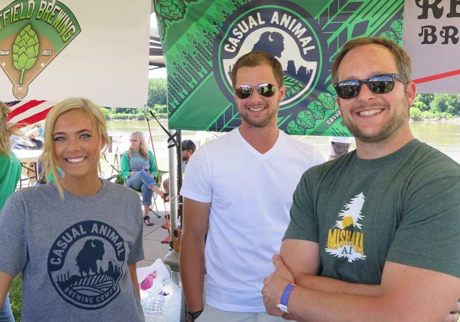 Chloe Burkhead, Alex Gray (Kyle's brother), and brewer Kyle Gray.