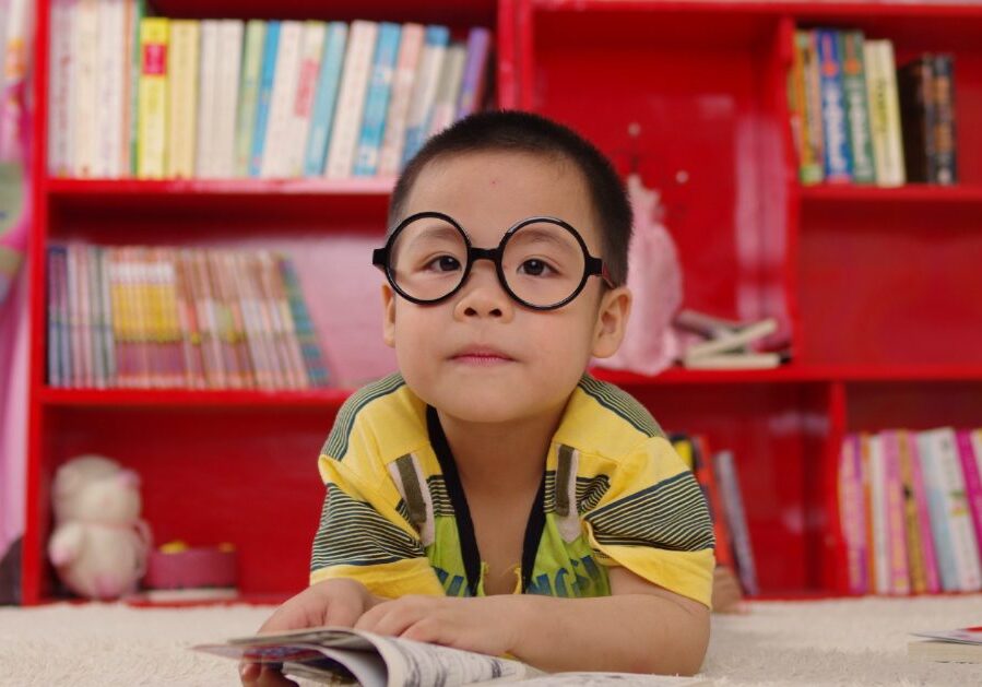 Kid reading a book