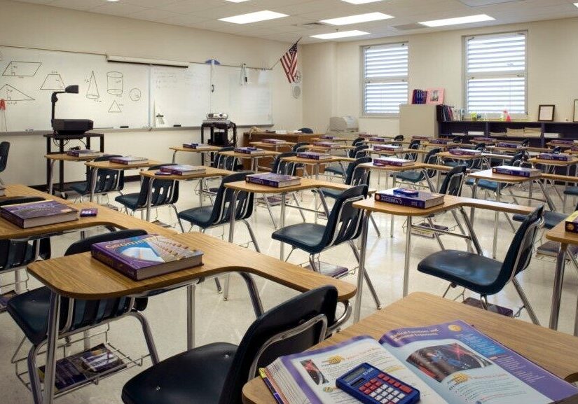 An empty classroom.