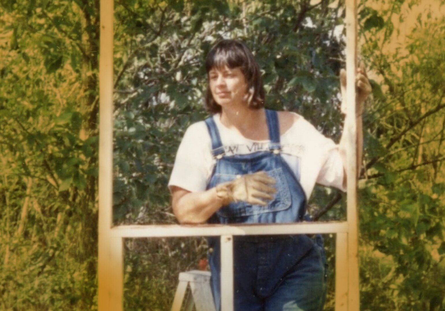 Denslow Brown working on Womyn's Land.