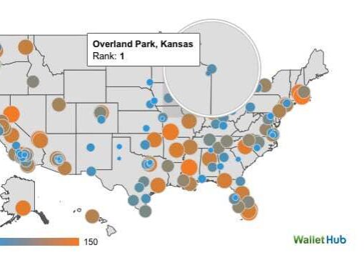 Screenshot of map of ranked cities.