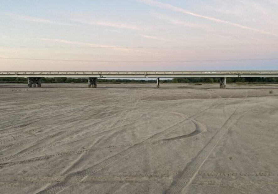Parts of the Platte River in central Nebraska dried up completely this summer, like this stretch near Chapman, Nebraska.