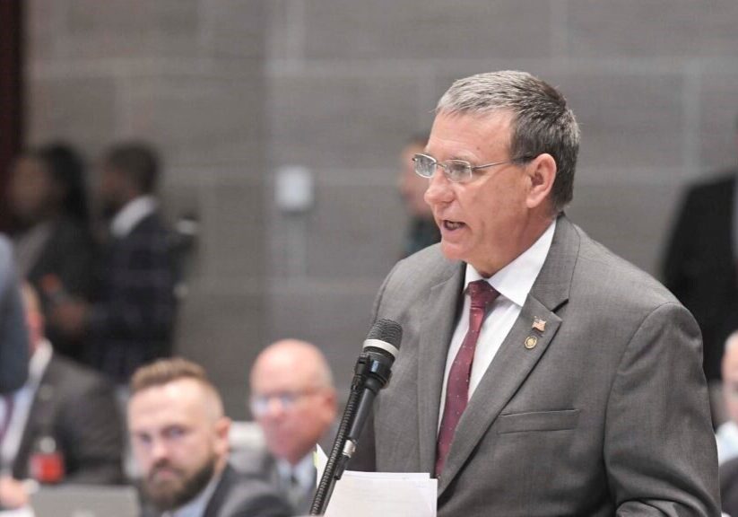 Rep. Mike Haffner, R-Pleasant Hill, speaks during the 2022 legislative session. Haffner is sponsoring legislation that would block a proposed landfill on the boundary between Kansas City and Raymore.