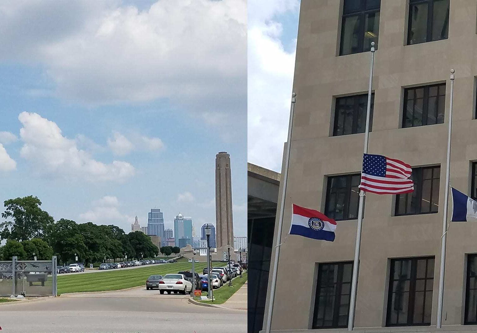 Flags in various positions
