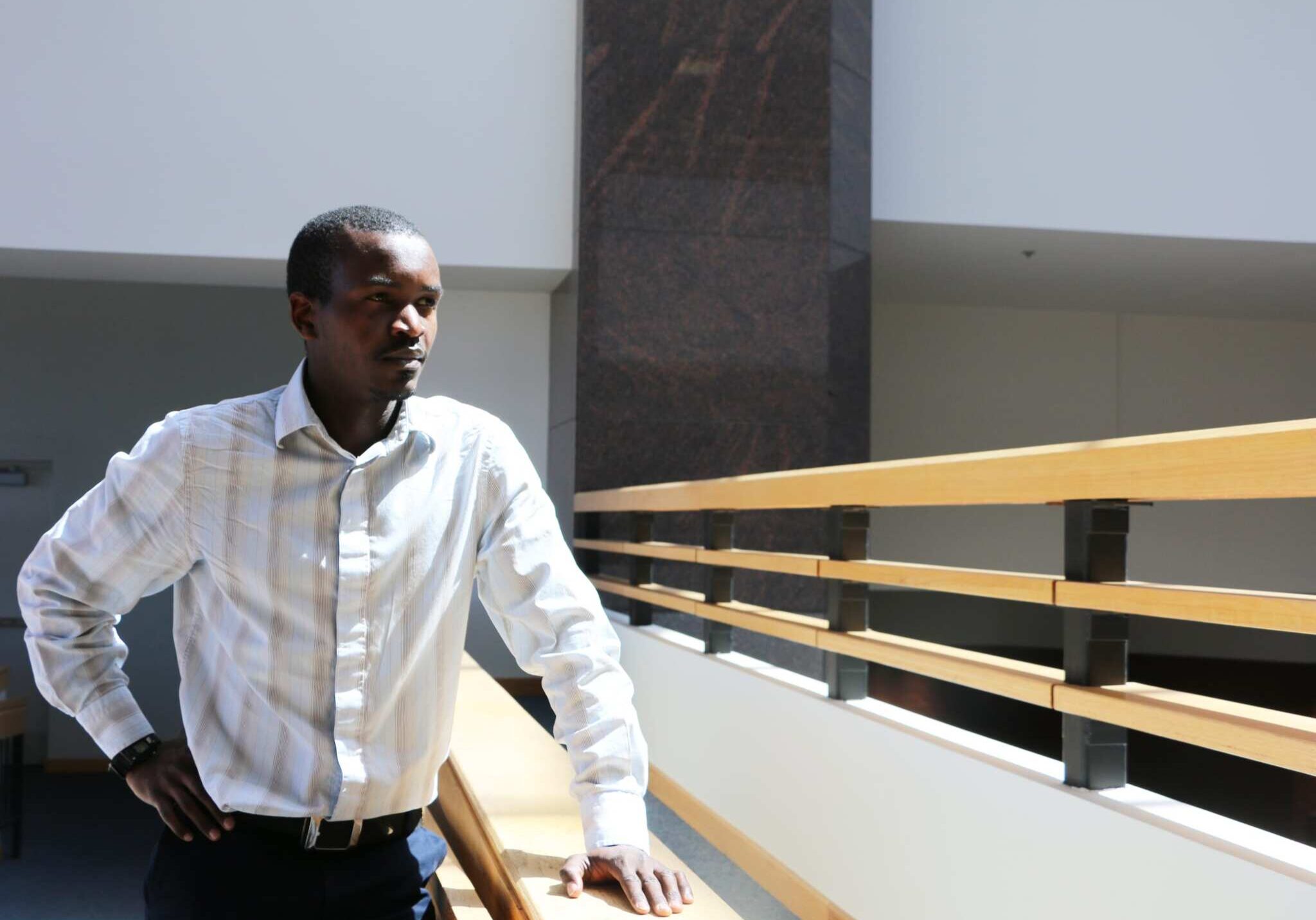 “I’m utilizing every opportunity that comes my way,” says Henry Lubega, a Ugandan student at Johnson County Community College. (Photo: Daniel Boothe | Flatland)