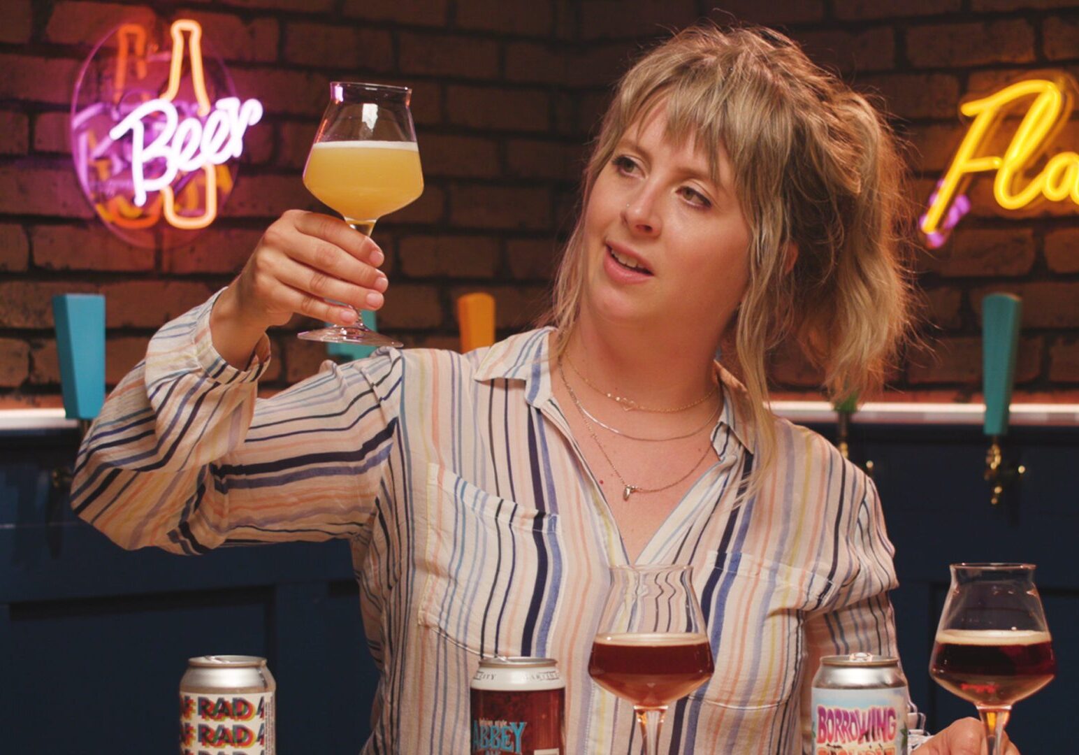 Beer enthusiast Cassie Niemeyer demonstrates how to taste beer properly.