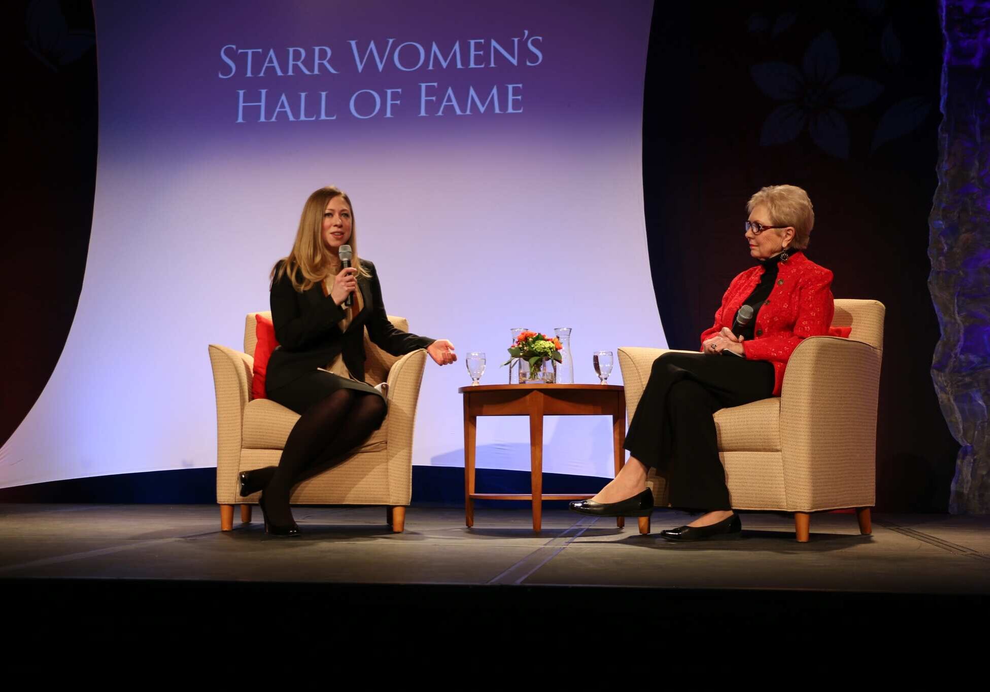 Chelsea Clinton and Kay Barnes