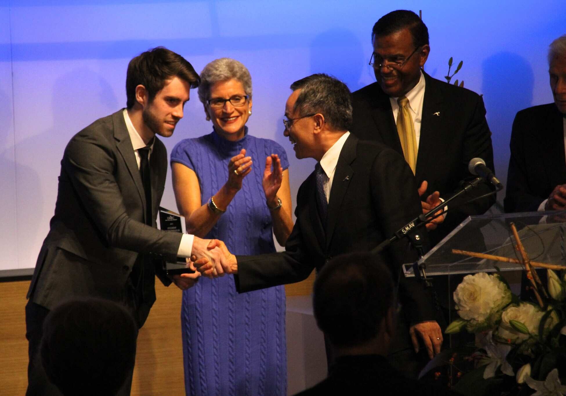 Alec Matlock receiving award for Student Entrepreneur of the Year