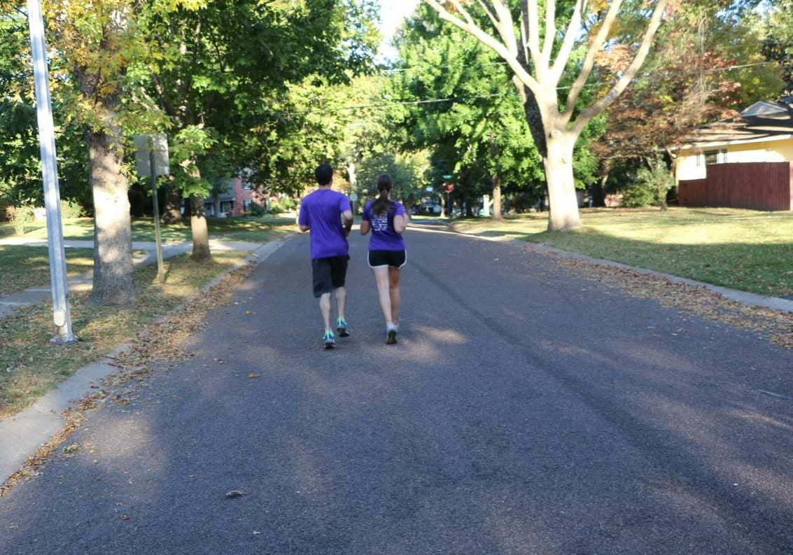 Emily and Paul Laskowski take off for one of their final runs in Overland Park before the KC marathon on Saturday. They are part of Leukemia and Lymphoma Society's Team In Training. (Photo: Daniel Boothe | Flatland)  