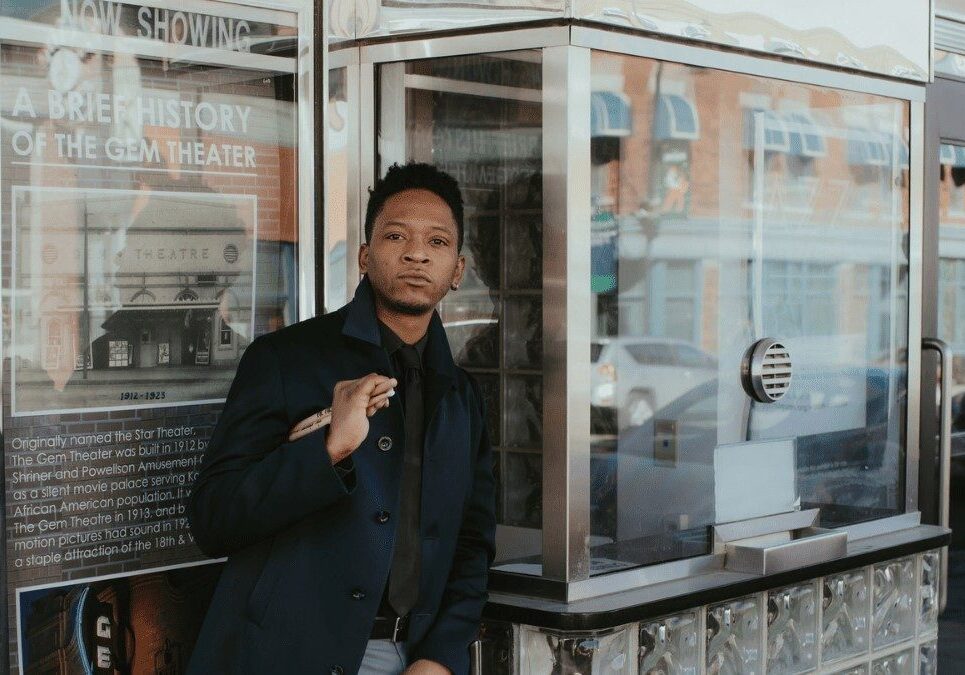 Kansas City jazz drummer Tyree Johnson in Kansas City’s 18th & Vine District.