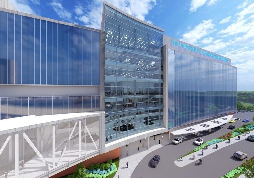 The rendering above depicts the 10-story “signature facility” the University of Kansas Cancer Center plans to build on the KU medical campus in Kansas City, Kansas.