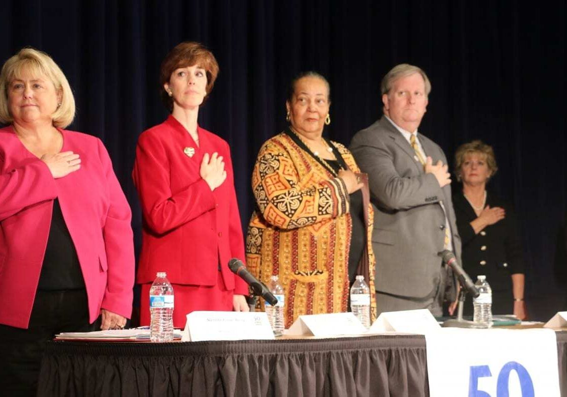 panelists during national anthem