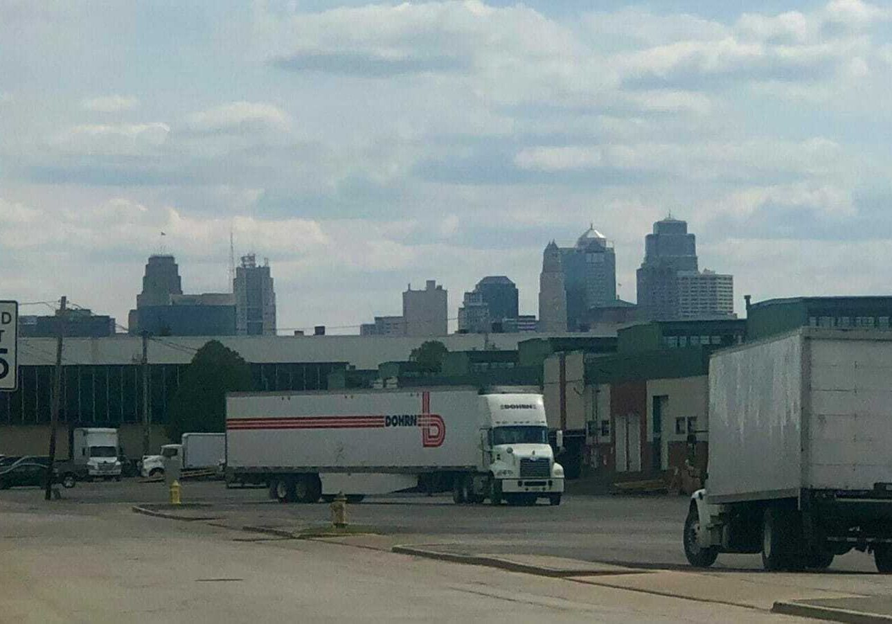 A view of the downtown skyline from the property assembled by interests of the Merriman family in North Kansas City.