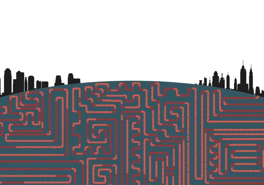 Pipes and city outline