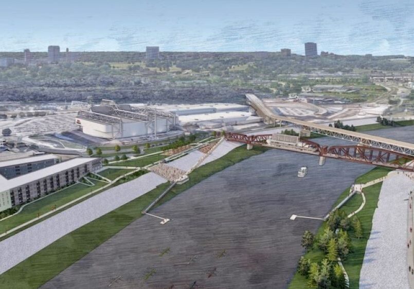 The Rock Island Bridge entertainment district will be the centerpiece of a recreational area that includes new trails and a park on the Kansas side of the river.