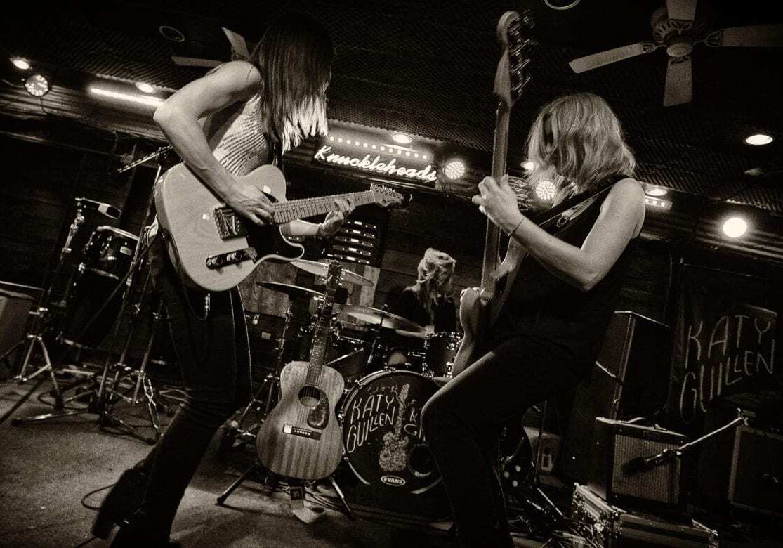 A band performing on stage.
