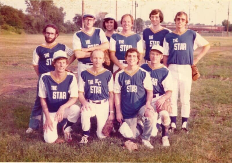 In the 1970s, this group of Kansas City Star colleagues and friends played softball in a city league every Friday evening. (Contributed)