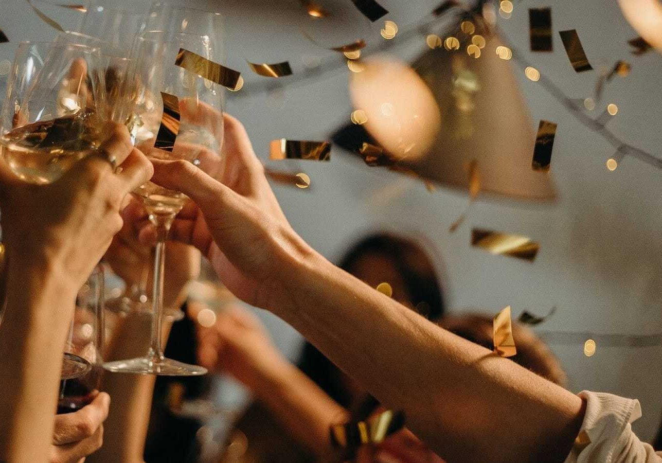 A New Year's Eve champagne toast.