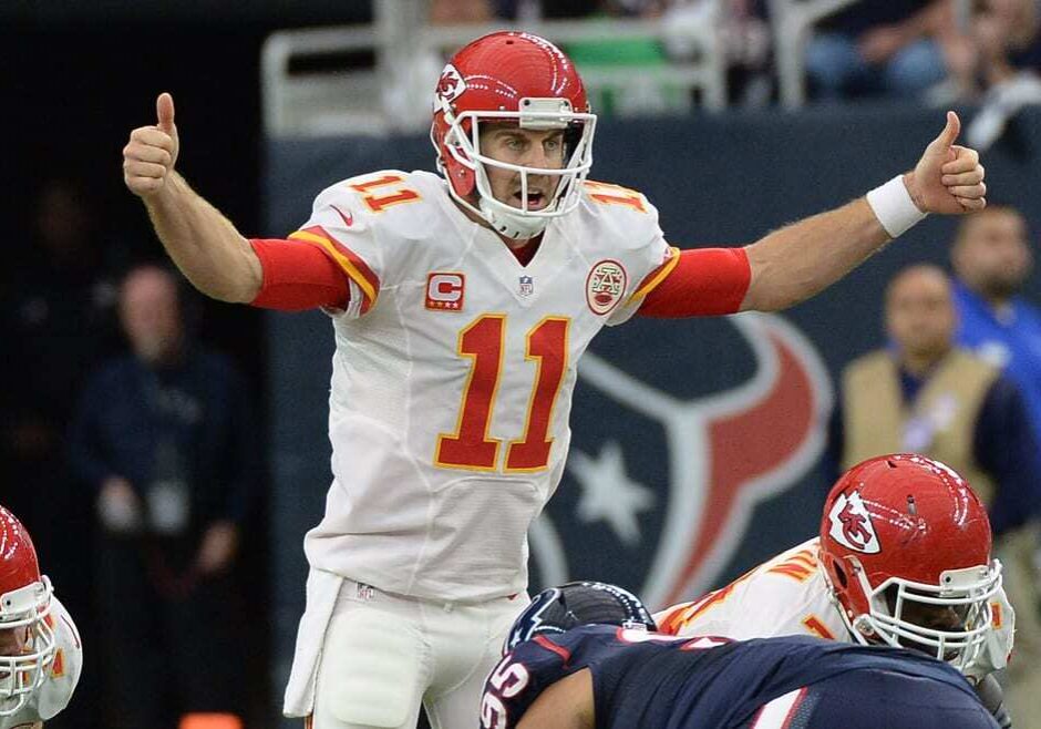 Kansas City Chiefs quarterback Alex Smith (11) calls a play during the first half of the NFL wild-card win against the Houston Texans last Saturday. (Photo: George Bridges | AP)