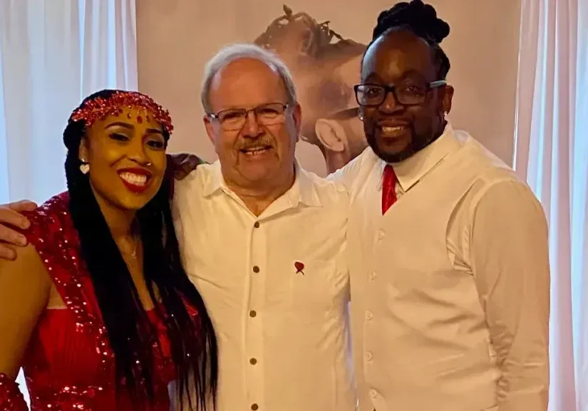 Carthesa and Christopher Hutson donated their oldest son's organs after he was killed in a road-rage shooting in 2017. Gary Dixon (center) received the teen's heart. (Photo courtesy of Dixon and the Hutson family)
