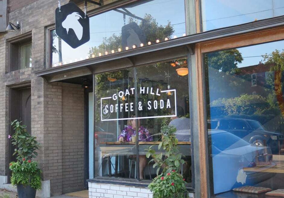 Exterior shot of a coffee shop
