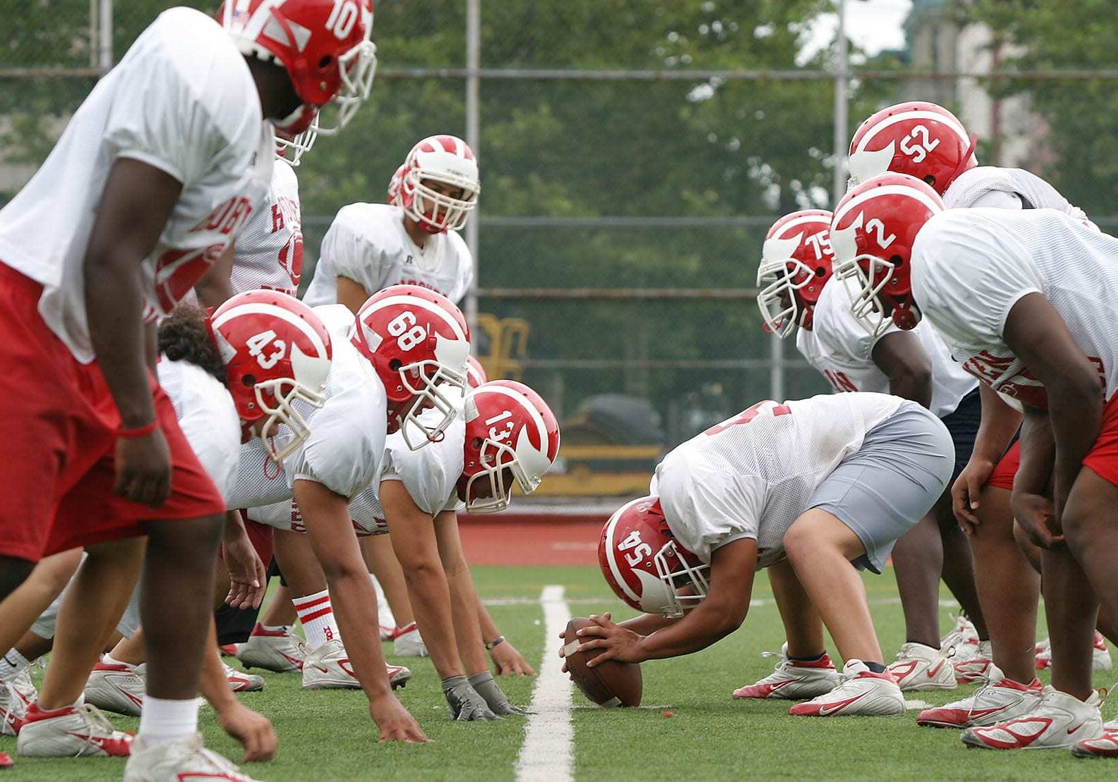 Hoboken High School football practice was in full swing on 08/10/2006 at JFK Stadium in Hoboken. Andrew Miller/The Jersey Journal