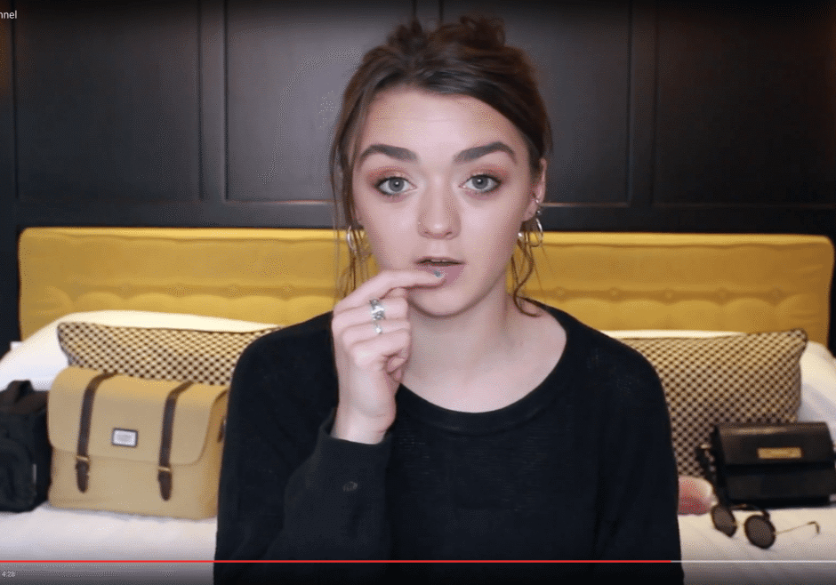 Without her sidekick, Needle, Arya Stark is just Maisie Williams, a girl with a You Tube channel. (Credit: You Tube)