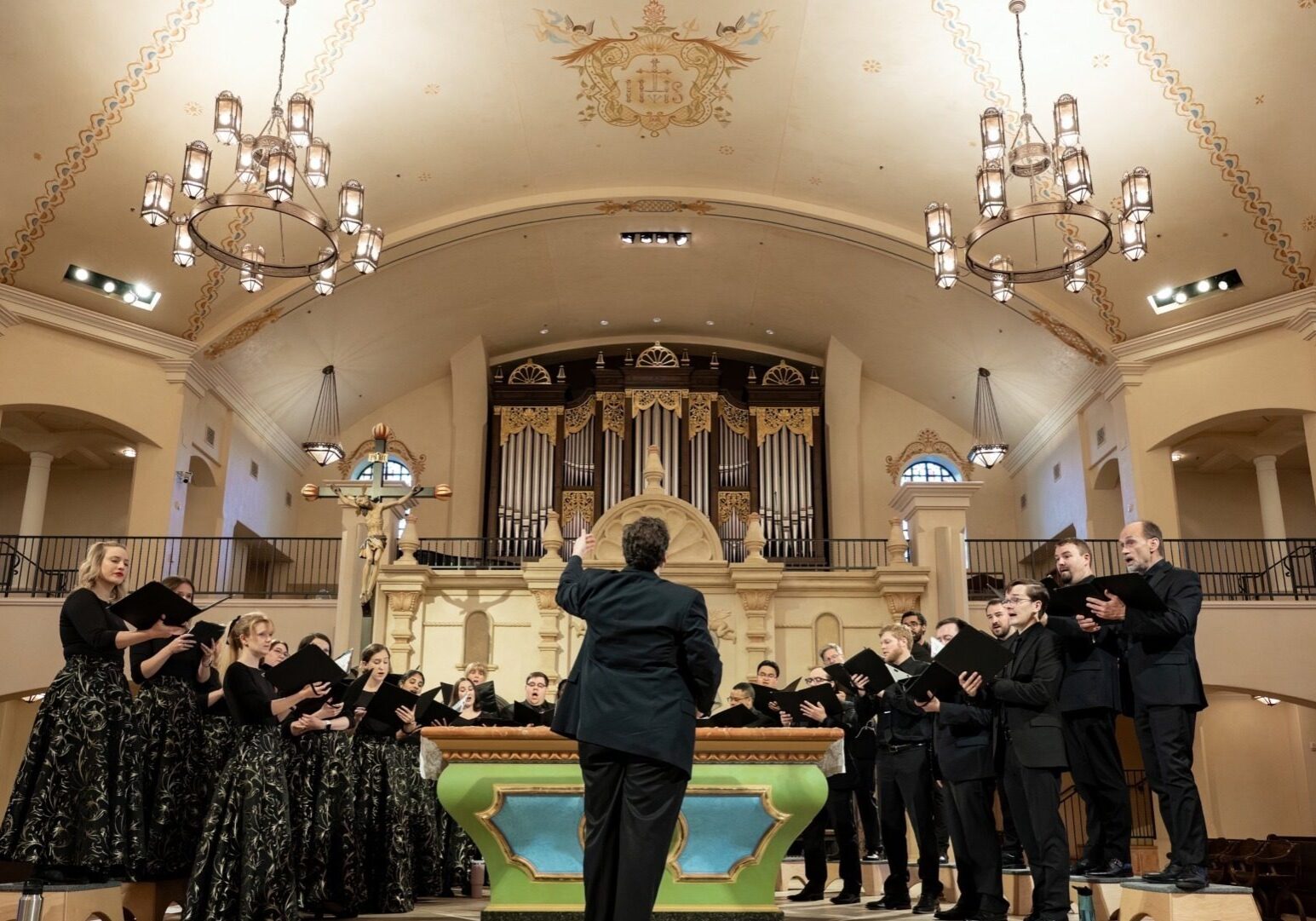 One of the locations at which the sacred music group Te Deum performs is in this sanctuary at Visitation Catholic Church in Kansas City. (Courtesy of Te Deum)