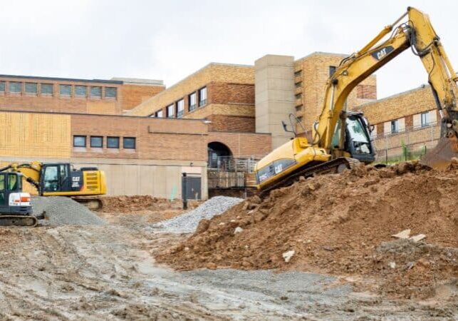 Construction begins near Sumner Academy of Arts and Science. In late 2024, voters approved a bond that will fund an addition to the school. (Vaughn Wheat/The Beacon)