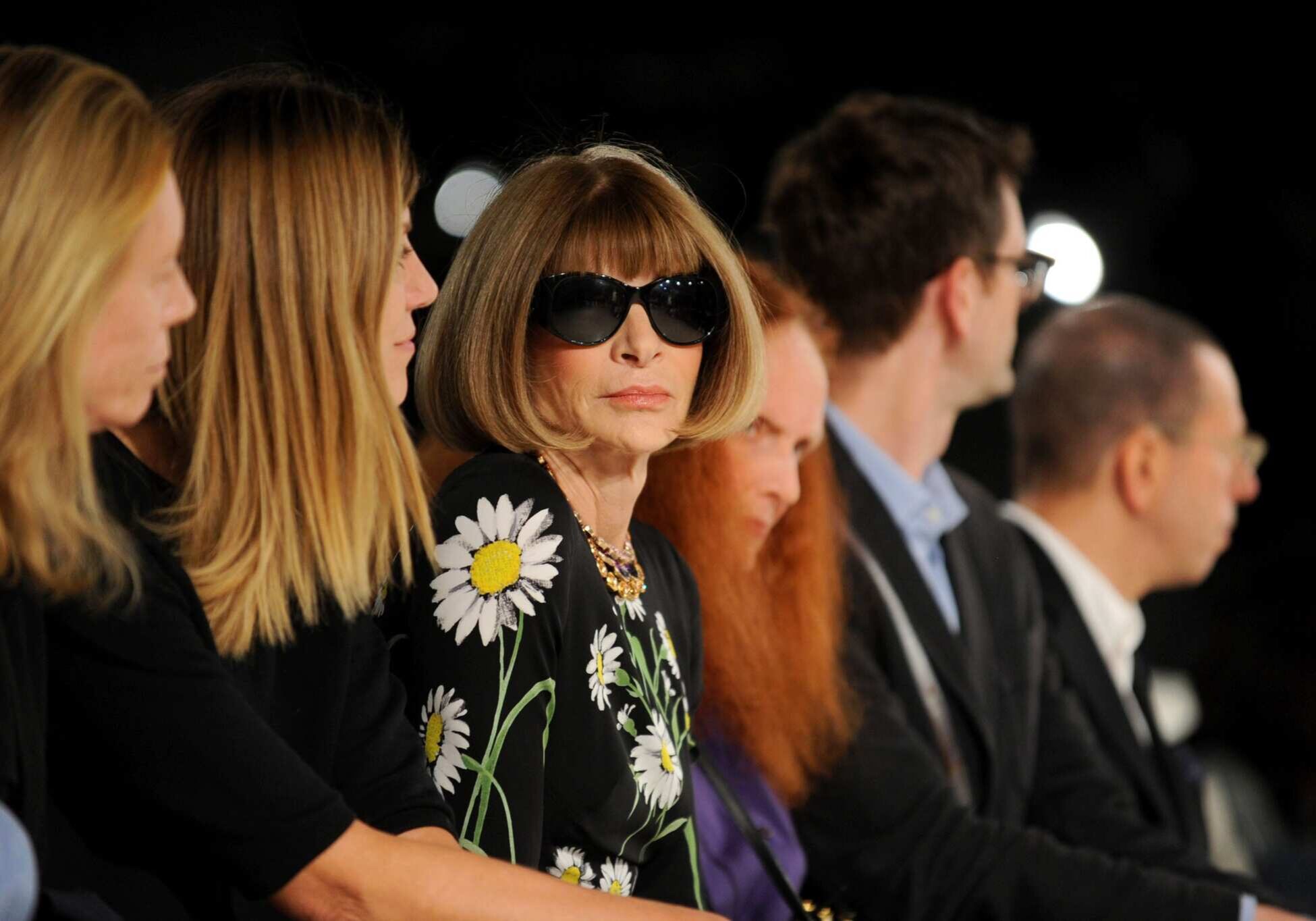 Anna Wintour attends the Proenza Schouler Spring 2016 show during Fashion Week, Wednesday, Sept. 16, 2015, in New York.  (AP Photo/Diane Bondareff)